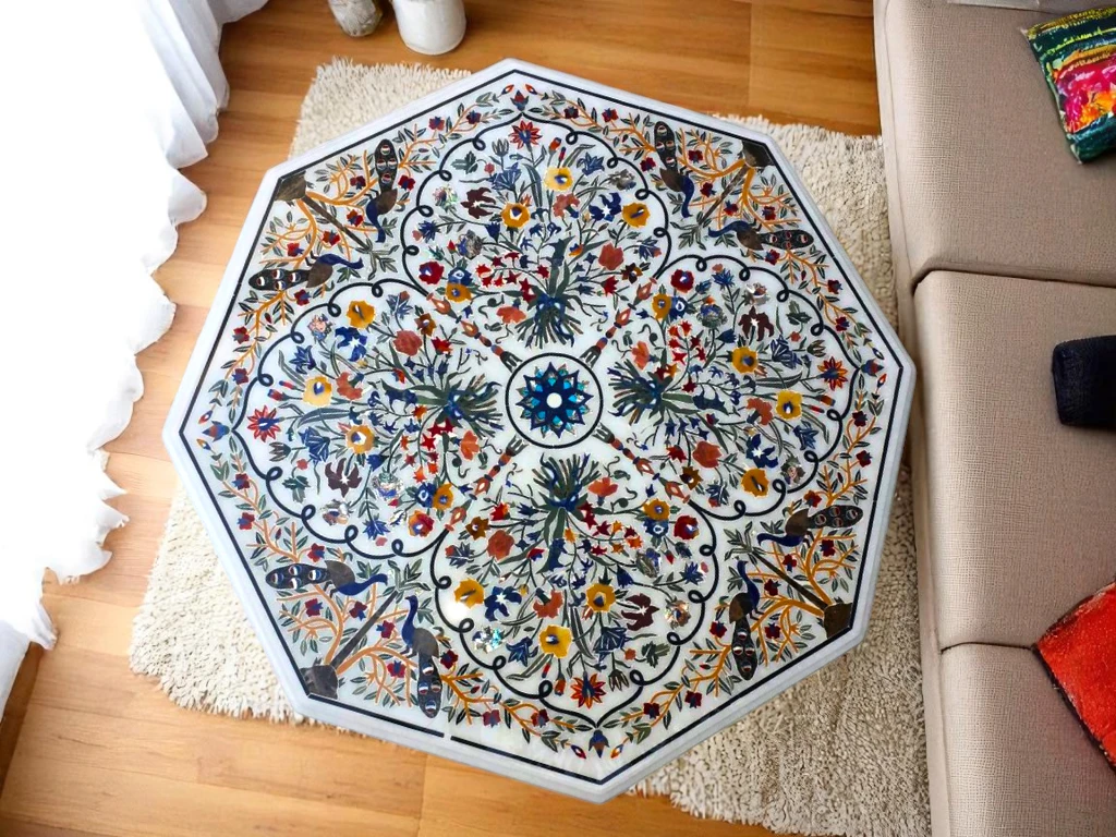 Handcrafted Octagonal Marble Coffee Table 